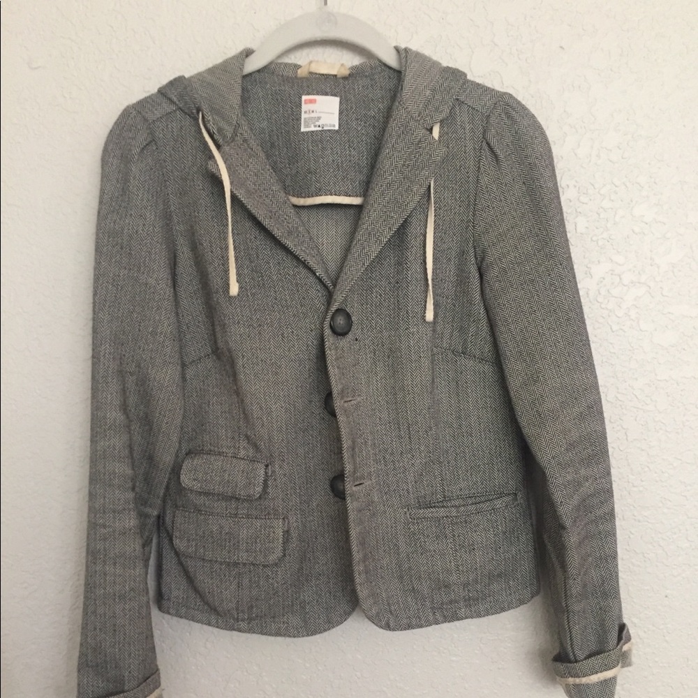 Urban outfitters tweed hooded jacket small